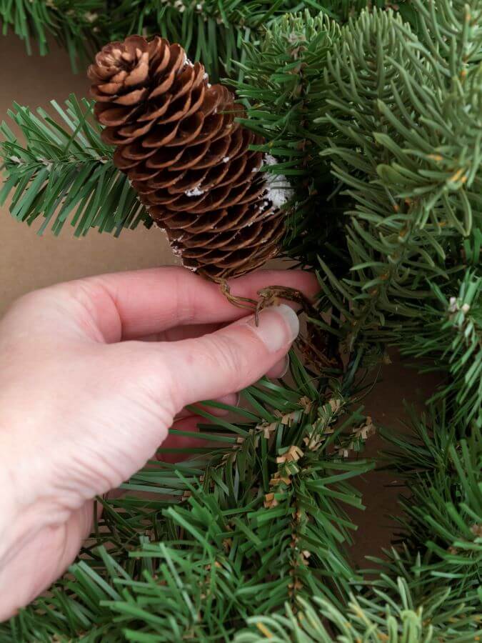 Adding Pinecones to the Wreath - Midwest Life and Style Blog