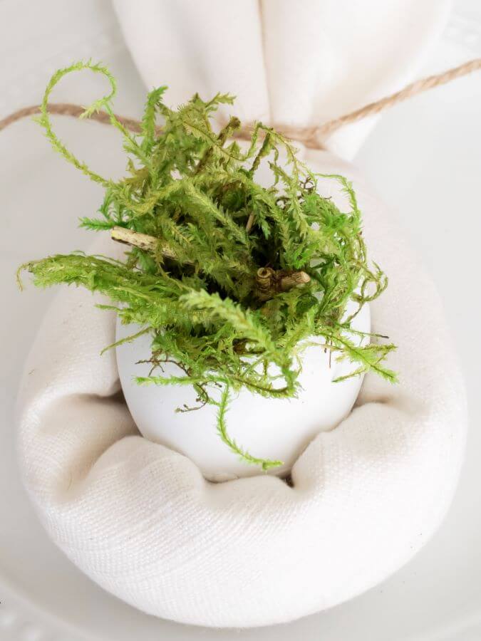 Close up of Easter Egg with Moss - Midwest Life and Style Blog