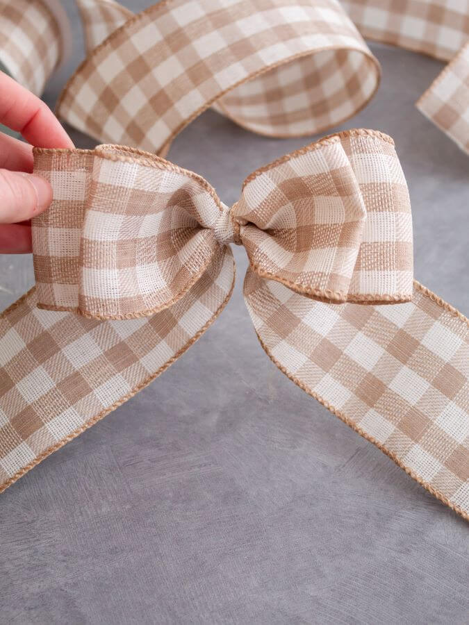 Simple Bow from Tan Buffalo Check Ribbon - Midwest Life and Style Blog