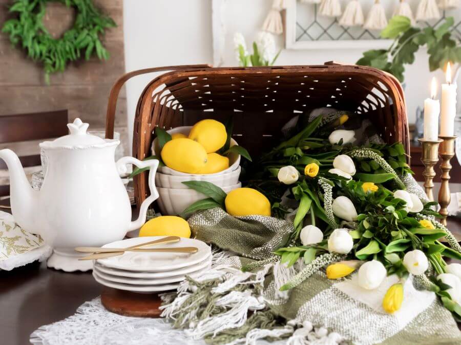 Tea Party and Vintage Picnic Basket with Tulips and Lemons - Midwest Life and Style Blog