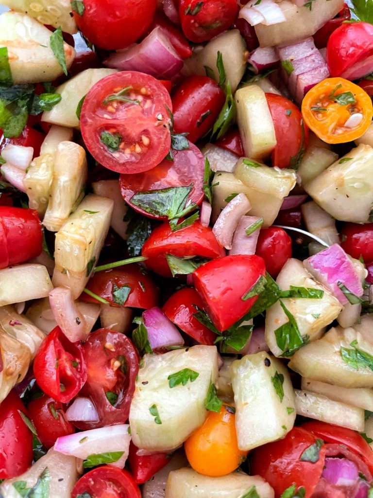 Cucumber, Tomato, and Onion Salad - Bricks 'n Blooms