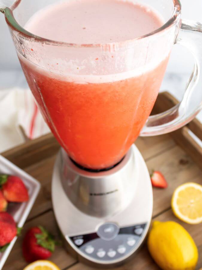 Making Spiked Strawberry Lemonade in the Blender