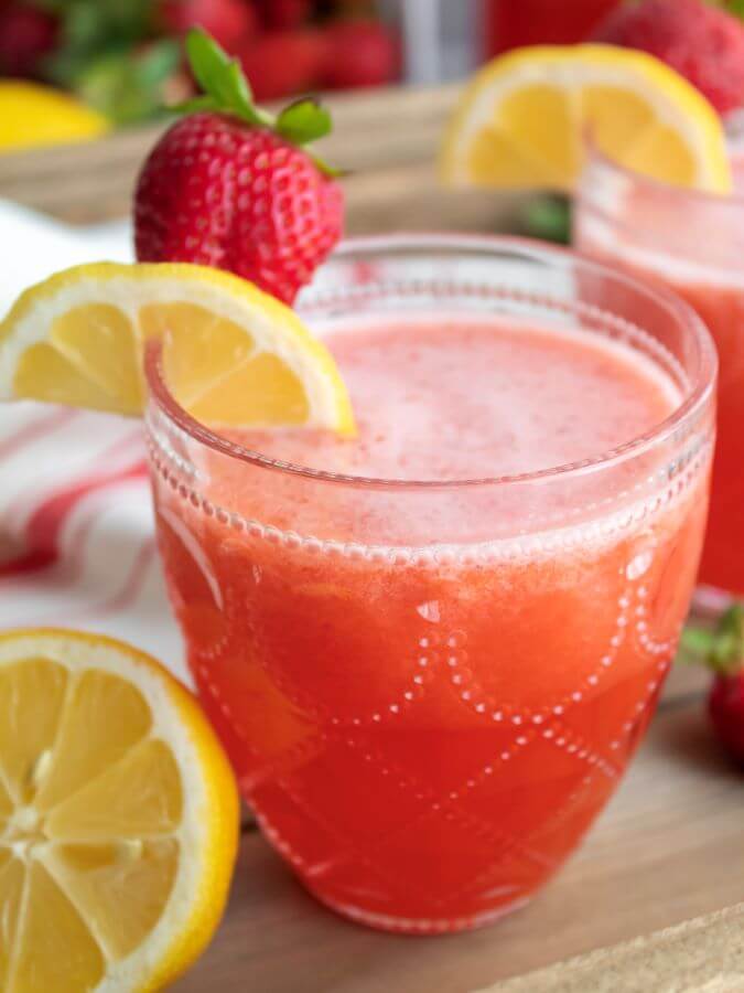 Glass of Spiked Strawberry Lemonade 