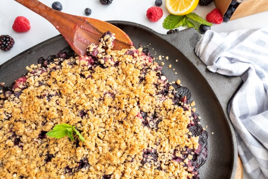 Easy Cast Iron Triple Berry Crisp - Midwest Life and Style Blog