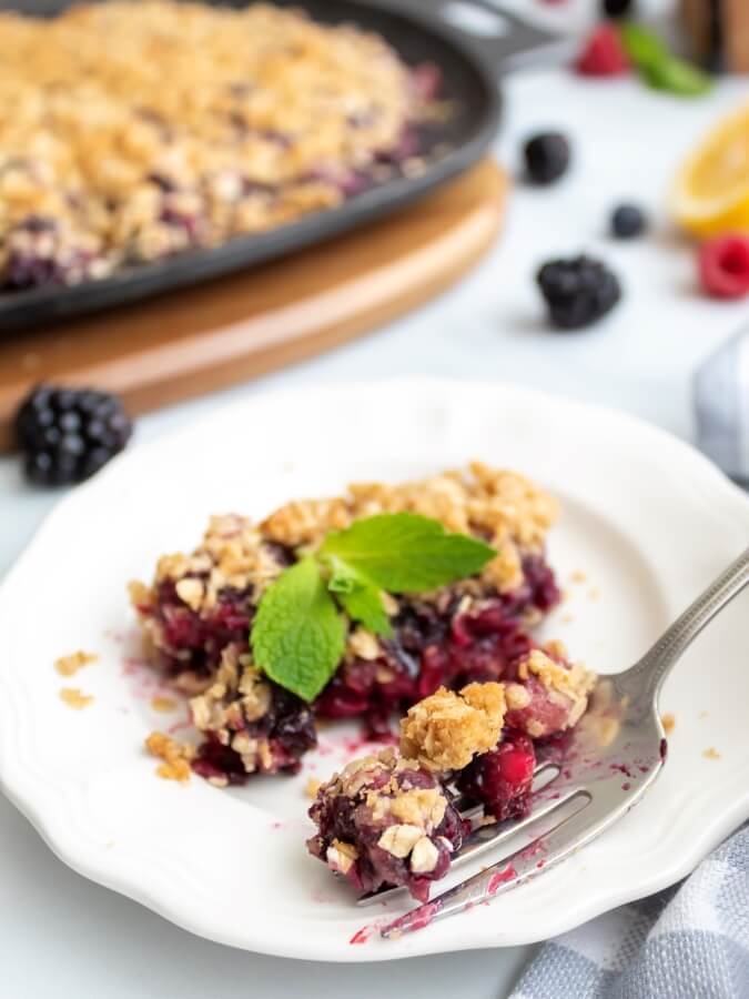 Easy Cast Iron Triple Berry Crisp - Midwest Life and Style Blog