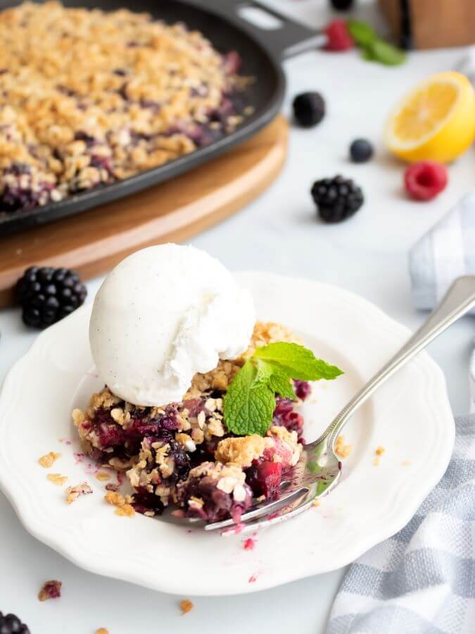 Easy Cast Iron Triple Berry Crisp - Midwest Life and Style Blog