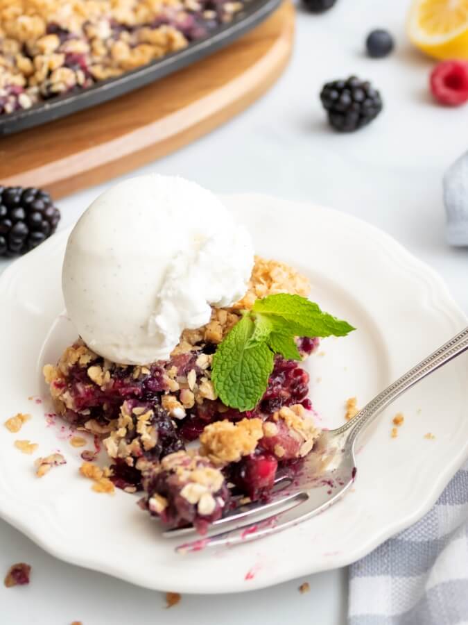 Easy Cast Iron Triple Berry Crisp - Midwest Life and Style Blog