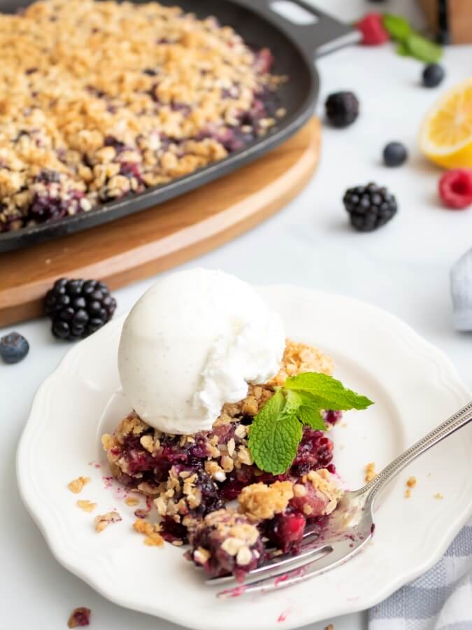 Easy Cast Iron Triple Berry Crisp - Midwest Life and Style Blog