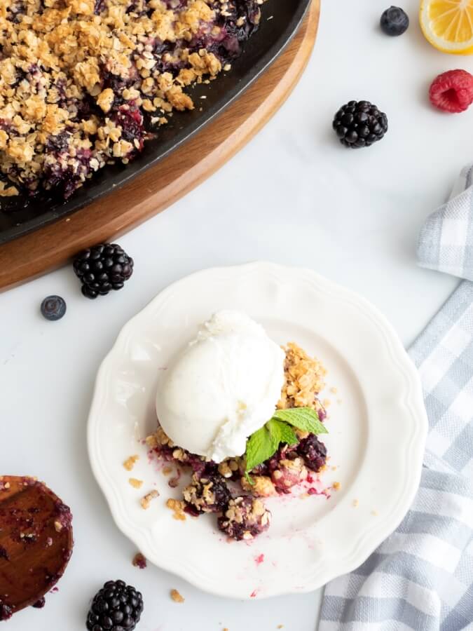 Easy Cast Iron Triple Berry Crisp - Midwest Life and Style Blog