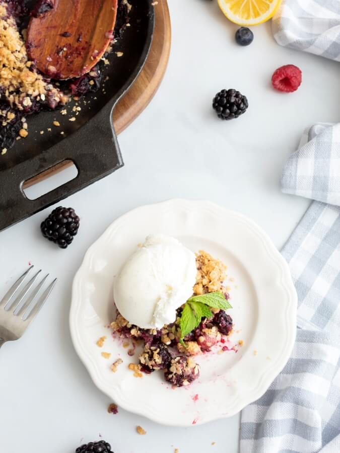 Easy Cast Iron Triple Berry Crisp - Midwest Life and Style Blog