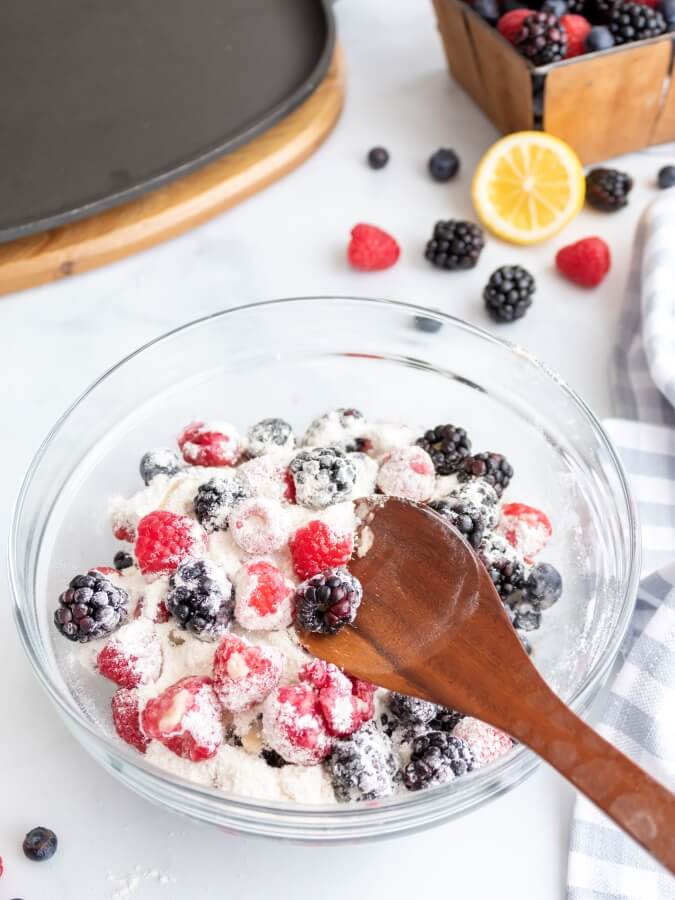 Making Berry Filling for Triple Berry Crisp - Midwest Life and Style Blog