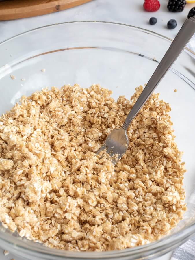 Making Topping for Triple Berry Crisp - Midwest Life and Style Blog