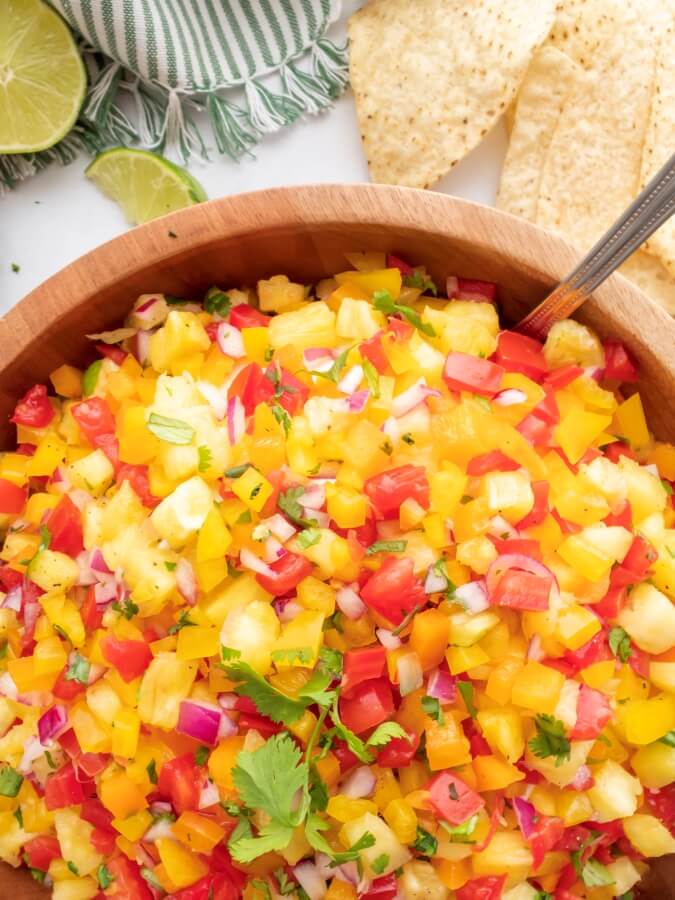 Spooning up a helping of Pineapple Jalapeño Salsa 