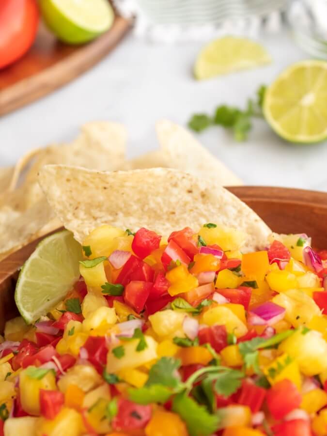 Pineapple Jalapeño Salsa with tortilla chips