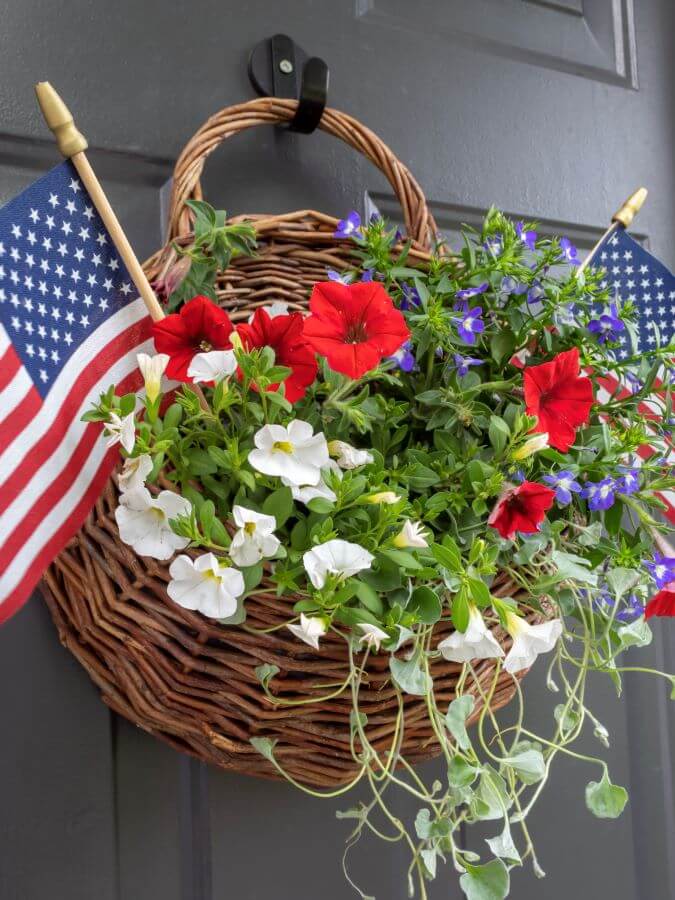 How To Create A Patriotic Door Basket With Annuals - Midwest Life and Style Blog