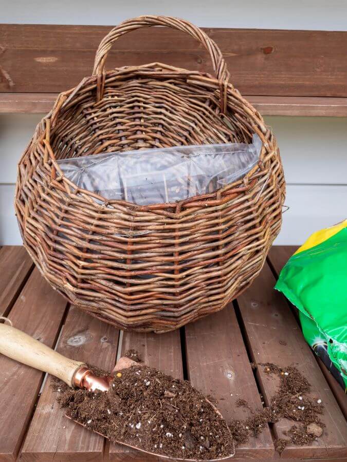 Hanging Door Basket and Supplies to Make Patriotic Front Door Decorations for Summer 