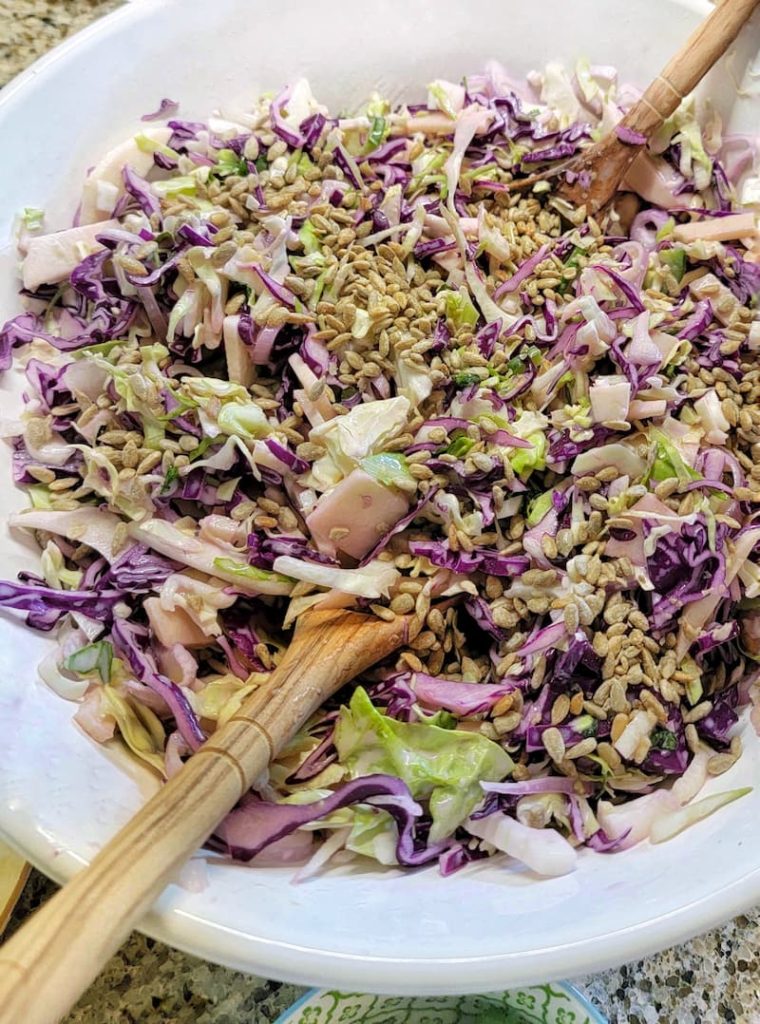 Crunchy Coleslaw from Shiplap and Shells - BBQ Dinner Party Menu - Midwest Life and Style Blog