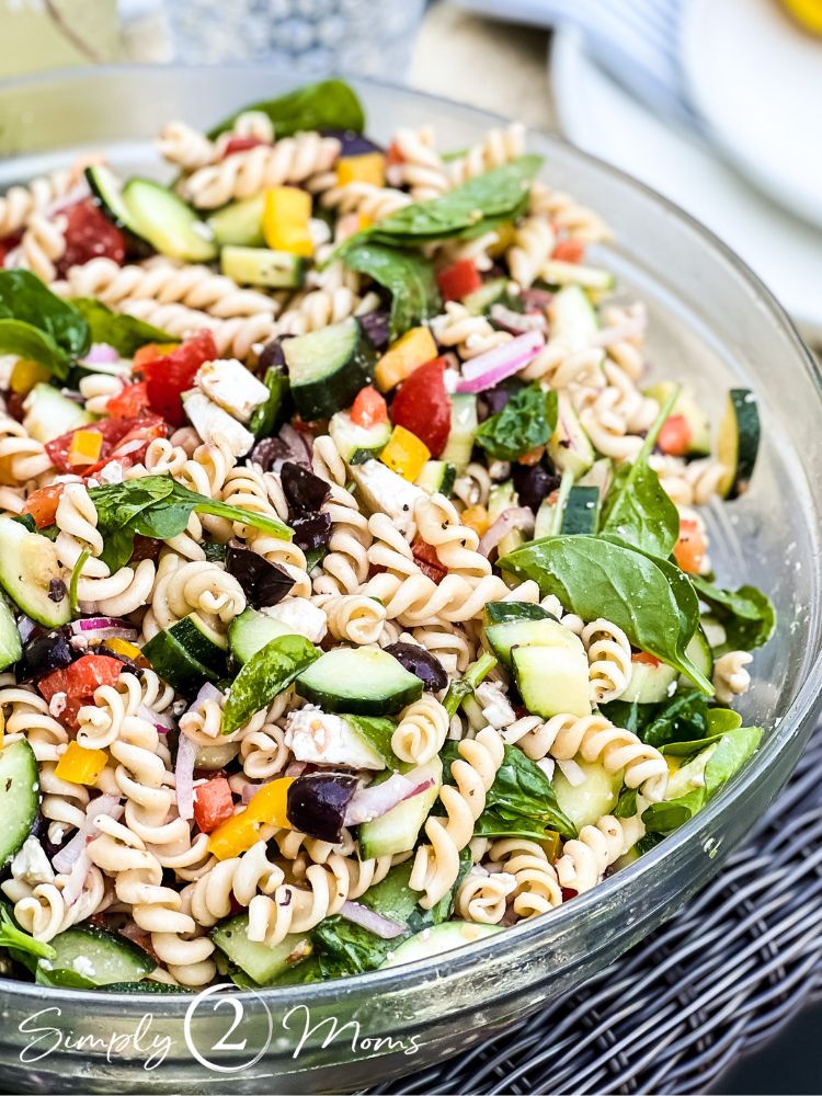 Greek Pasta Salad from Simply 2 Moms - BBQ Dinner Party Menu - Midwest Life and Style Blog