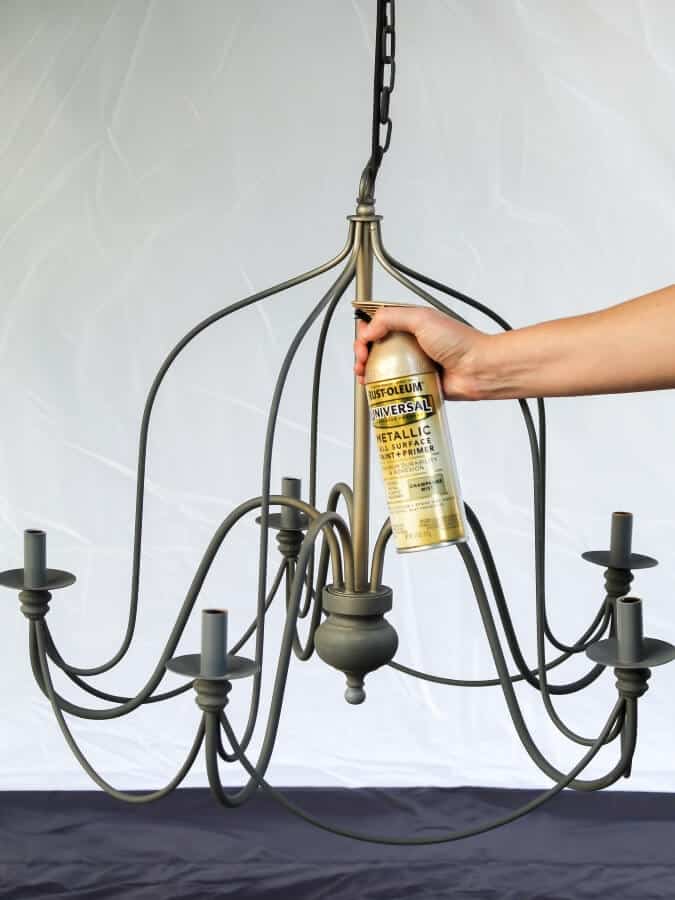 Using gold spray paint to update old kitchen chandelier - Midwest Life and Style Blog