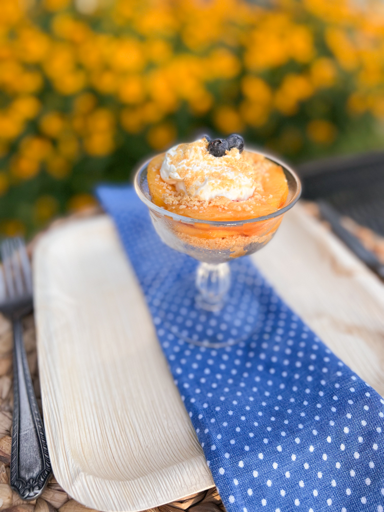 Peaches and Cream Parfait from The Ponds Farmhouse- BBQ Dinner Party Menu - Midwest Life and Style Blog