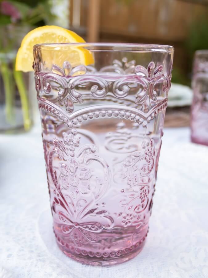 Pink Glass Tubmler from Pioneer Woman Collection for Pincic Breakfast  - Midwest Life and Style Blog