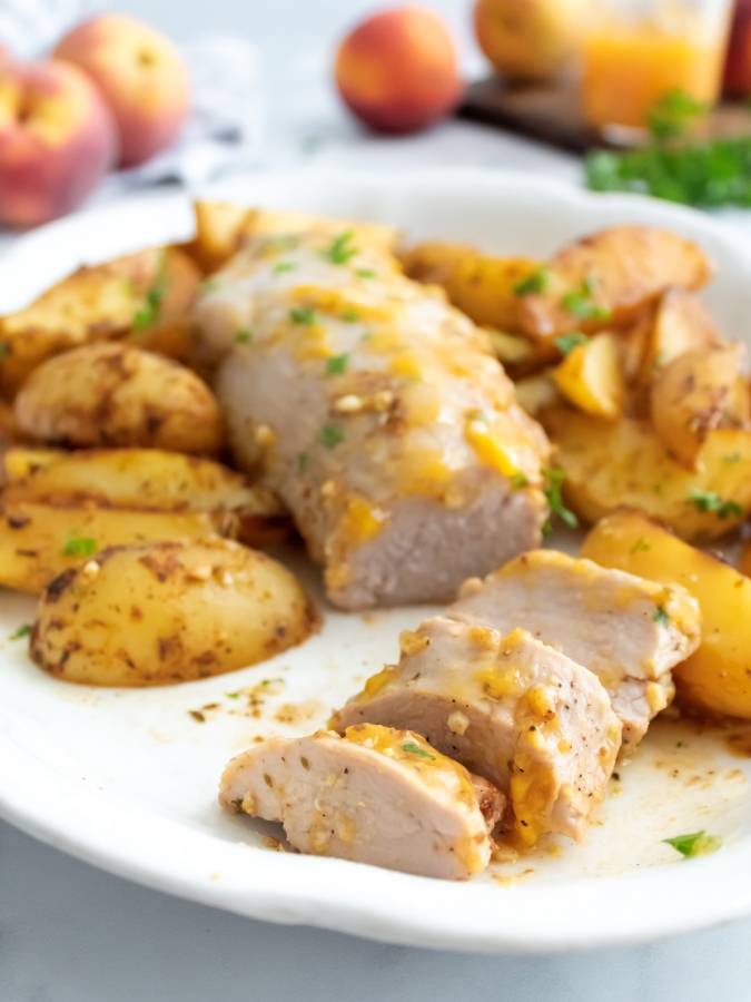 Grilled Peach-Glazed Pork Tenderloin with Roasted Potatoes - Midwest Life and Style Blog