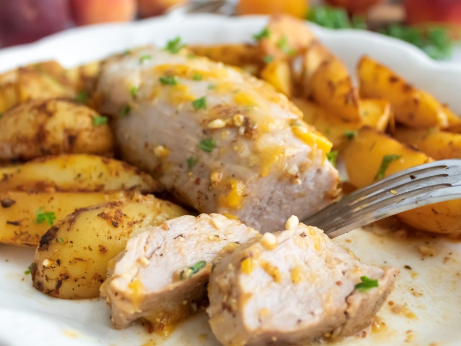 Peach-Glazed Pork Tenderloin And Potatoes - Midwest Life and Style Blog