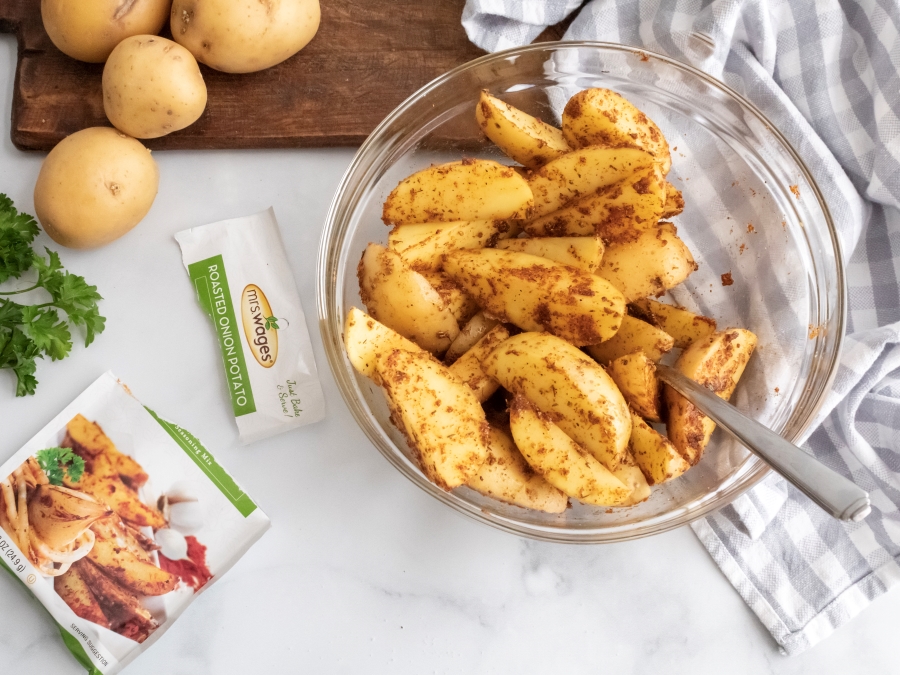 New potatoes with Mrs. Wages Roasted Onion Potato Seasoning Mix - Midwest Life and Style Blog 