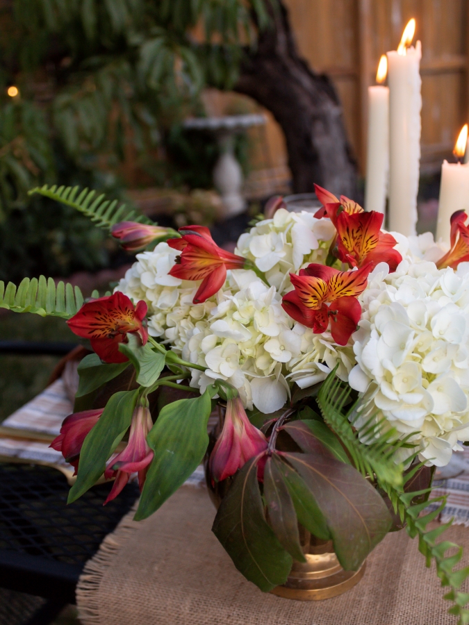 Fall Floral Arrangement in Brass Urn - Midwest Life and Style Blog