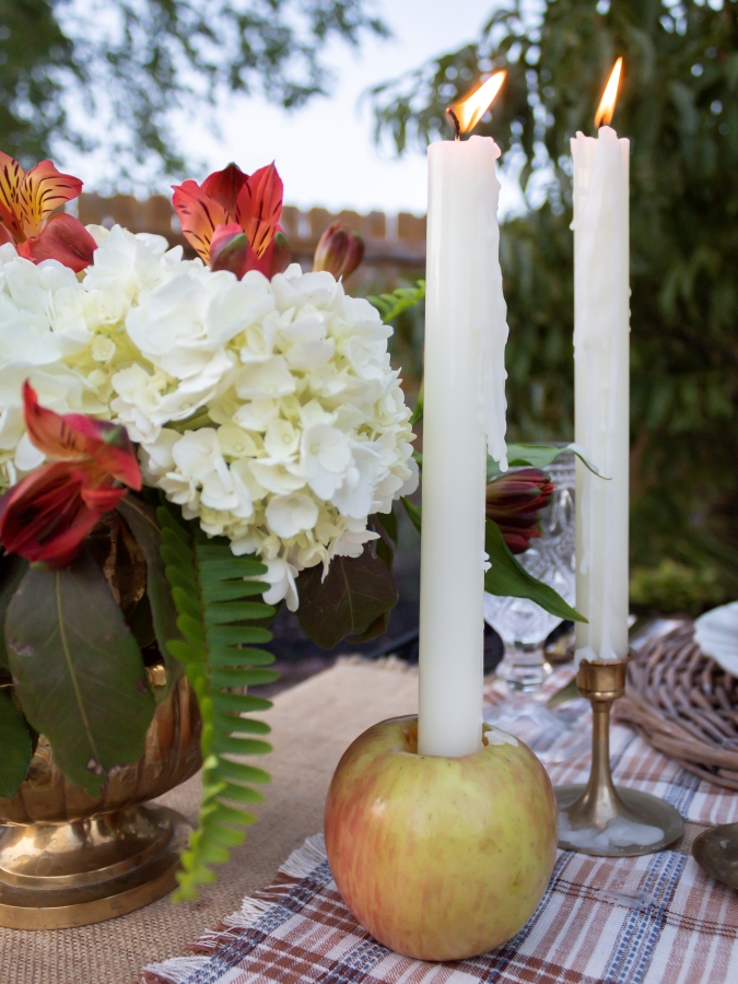 Taper Candle in An Apple as a Candle Holder - Midwest Life and Style Blog