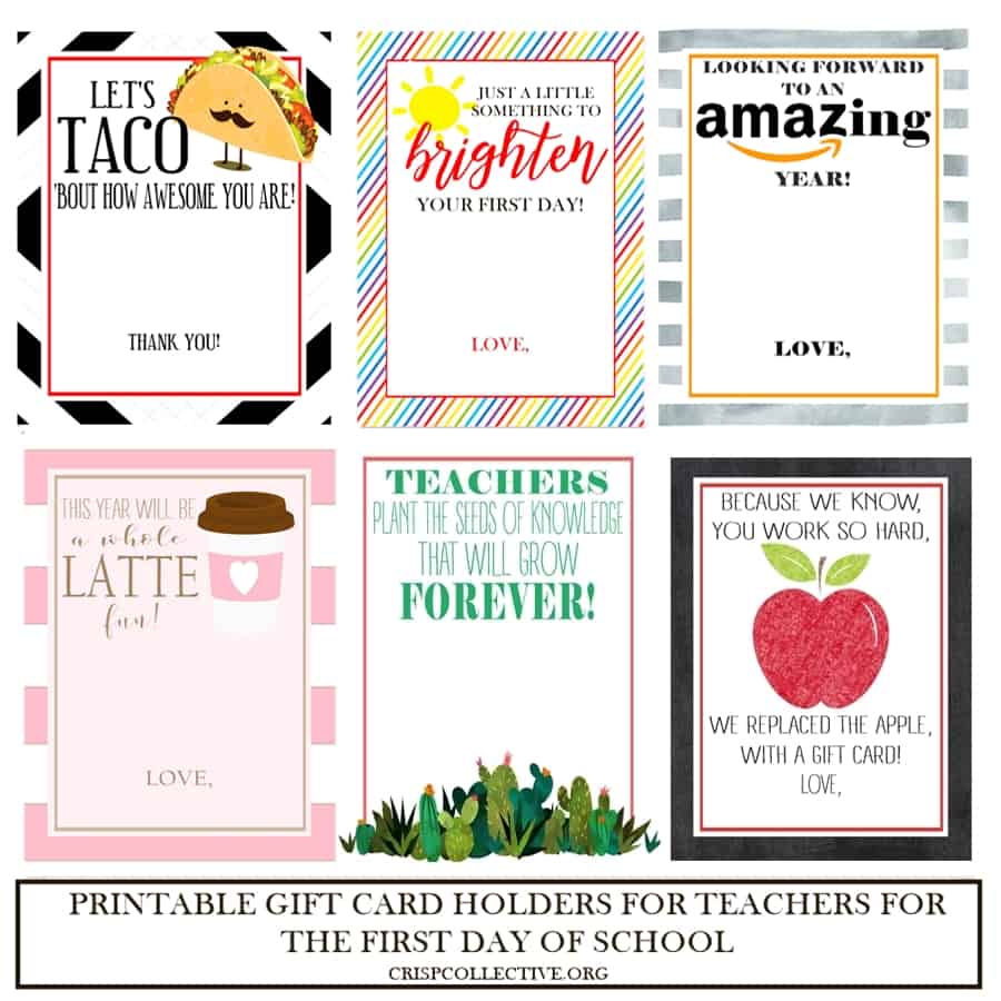 Teacher Gift Card Printables from Crisp Collective - 5 Fun Ways To Celebrate The New School Year - Midwest Life and Style Blog