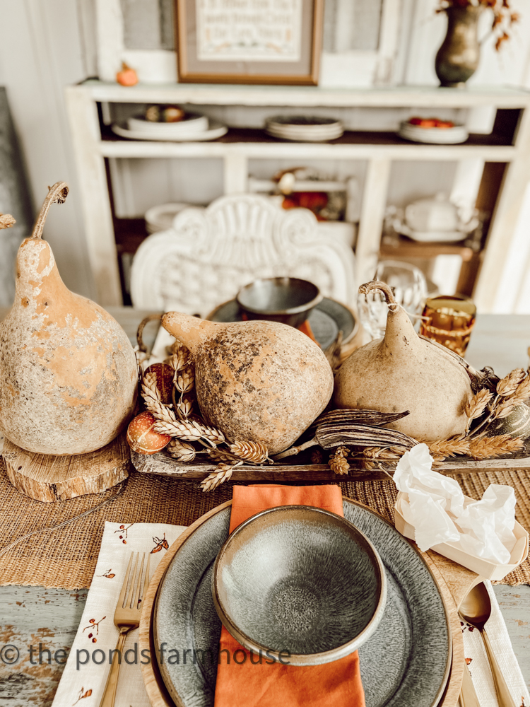 Fall Tablescape with Gourds from The Ponds Farmhouse