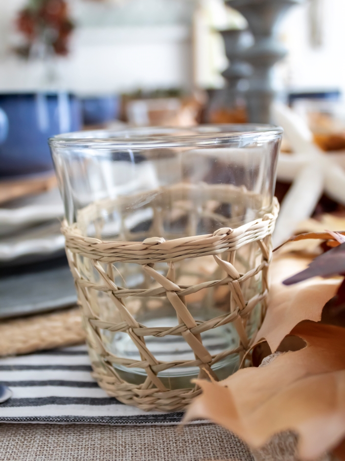 drinking glasses with rattan accents