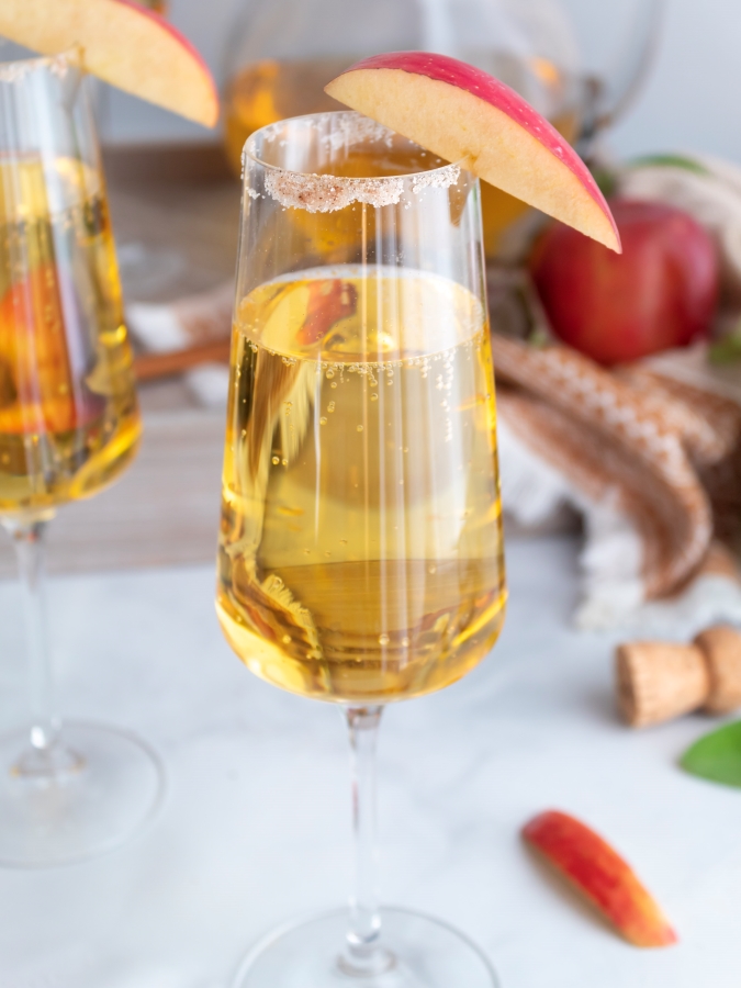 Simple Two-Ingredient Apple Cider Mimosas - Midwest Life and Style Blog