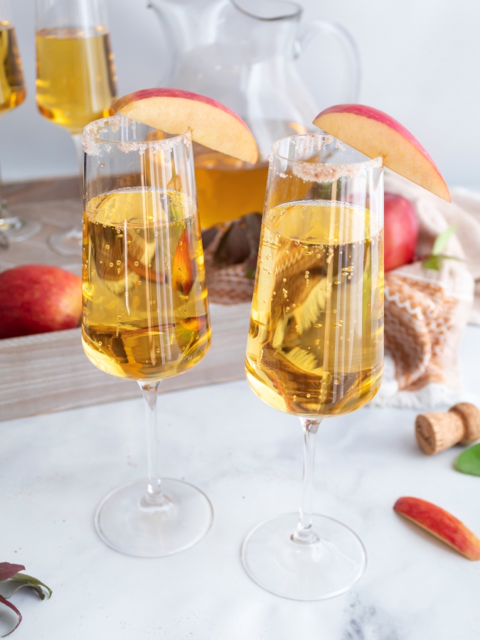 Simple Two-Ingredient Apple Cider Mimosas - Midwest Life and Style Blog