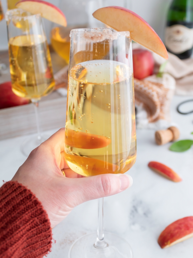 Simple Two-Ingredient Apple Cider Mimosas - Midwest Life and Style Blog