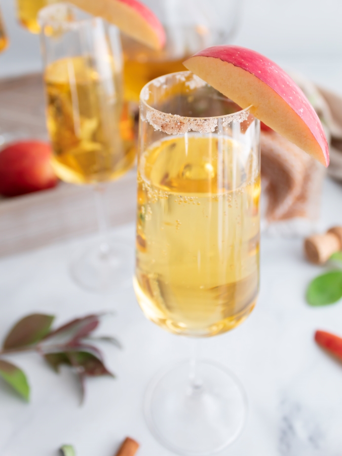 Simple Two-Ingredient Apple Cider Mimosas - Midwest Life and Style Blog