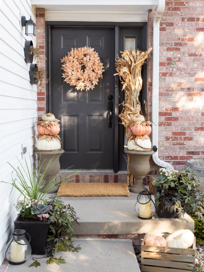 How To Decorate A Small Front Porch For Fall - Midwest Life and Style Blog