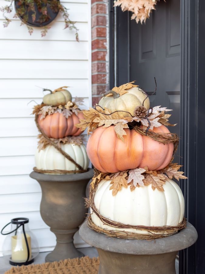 How To Make A Stacked Pumpkin Topiary - Midwest Life and Style Blog