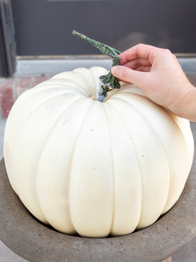 Removing the Stem from a Faux Pumpkin 