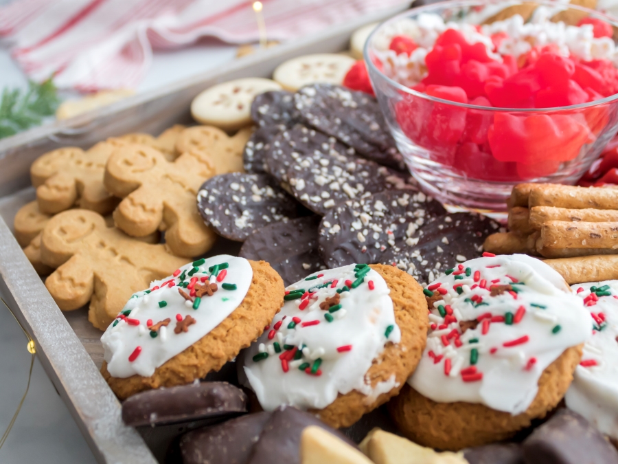 Close-up View of Holiday Cookies and Candy for Salty and Sweet Movie Night Snack Board  - Midwest Life and Style Blog