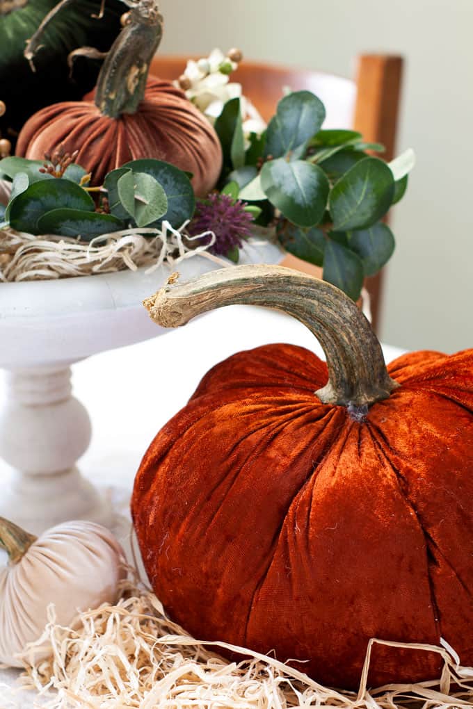 Thanksgiving Centerpiece with Velvet Pumpkins from My Wee Abode - Week In Rewind with Midwest Life and Style