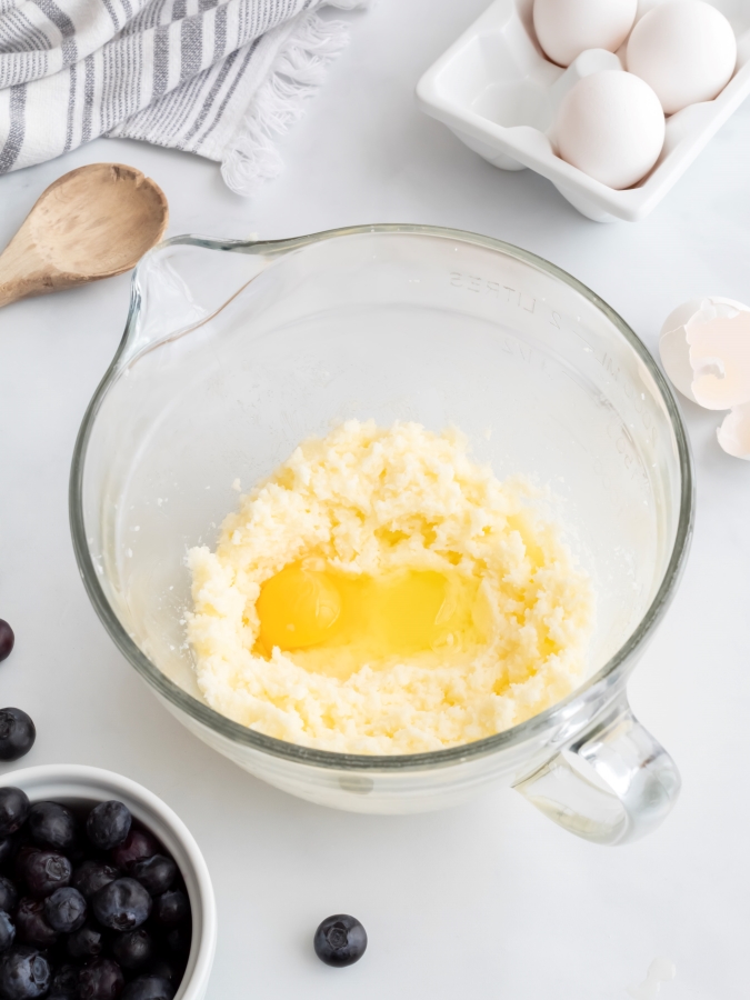 Mixing The  Batter for Blueberry Sour Cream Coffee Cake - Midwest Life and Style Blog