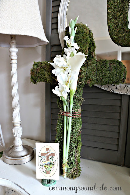 Moss-Covered Cross from Common Ground - 16 Affordable And Inspiring Ideas For Easter - Midwest Life and Style Blog