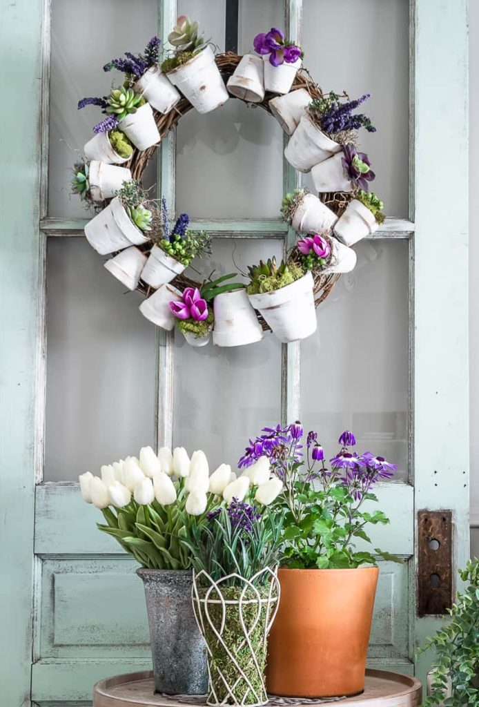 Terra Cotta Pot Wreath from DIY Beautify - 10 of the Best Creative Spring DIY Crafts - Midwest Life and Style Blog