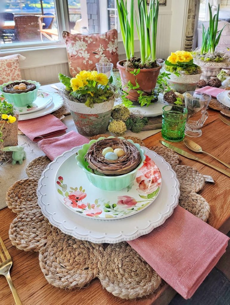 Garden Party Easter Tablescape from Shiplap and Shells - 16 Affordable And Inspiring Ideas For Easter - Midwest Life and Style Blog