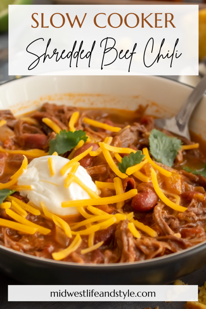 Easy Slow Cooker Shredded Beef Chili- Midwest Life and Style Blog