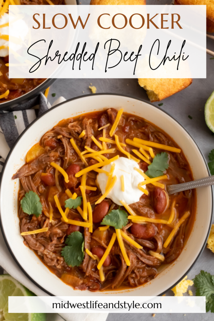 Easy Slow Cooker Shredded Beef Chili- Midwest Life and Style Blog