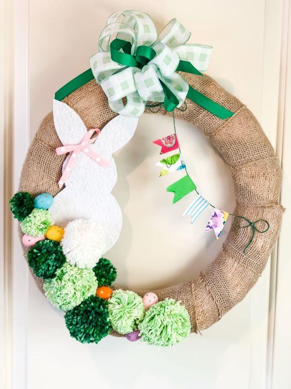 Burlap Easter Bunny Wreath from Cottage In The Mitten - 16 Affordable And Inspiring Ideas For Easter - Midwest Life and Style Blog