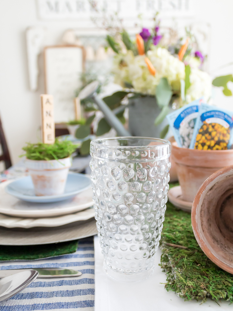 Hobnail Glass on Spring Tablescape - Midwest Life and Style Blog